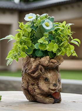 桌面摆件花盆树脂办公室绿植装饰