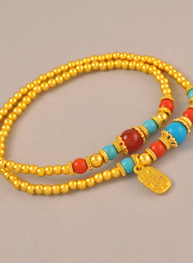 原创设计师款铜镀金双层叠戴手链