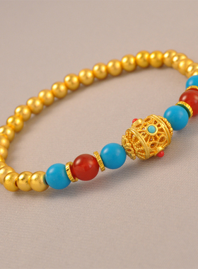 新中式金色珠子手链送女友闺蜜