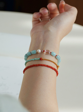 shannai原创天然天河石红绳手串