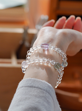 shannai原创天然白水晶多宝手串