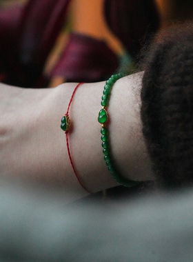 shannai原创翡翠葫芦小红绳手链