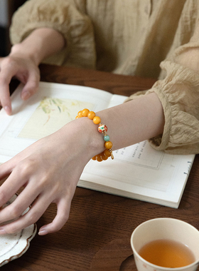 山晓·原创天然鸡油黄蜜蜡手串