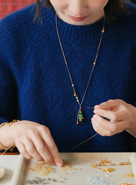 shannai原创和田玉碧玉翡翠项链