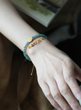 shannai原创A货蓝水翡翠串珠手串