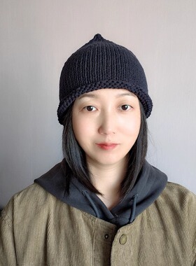 土豆夫人秋冬男女棉线卷边尖顶帽
