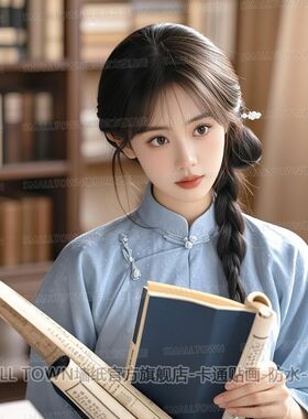 古风美人画书卷气大家闺秀海报贴