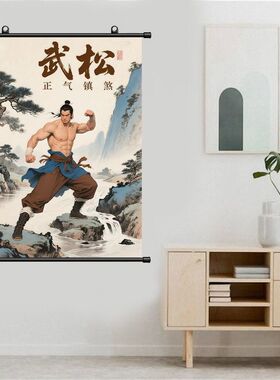 新款武松画像挂画风水画打虎英雄