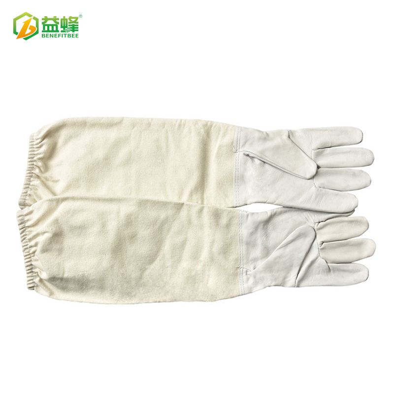 益养蜂新型养蜂工具白皮帆布优质羊皮手套养蜂手套防加厚防护 - 图1