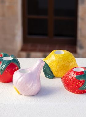 英国Talking Tables陶瓷烛台 蝴蝶结草莓大蒜番茄鱼造型 德国直邮