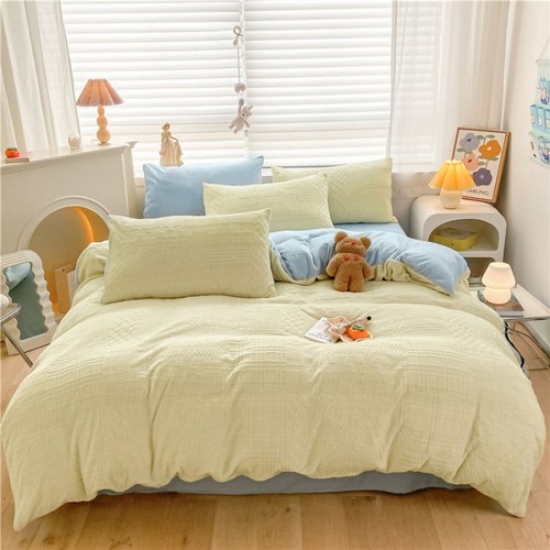 秋冬保暖A类华夫格AB双面高克重雕花绒被套床单四件套床品套件WL - 图3