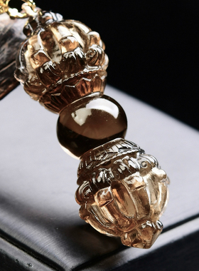 巴西黄水晶三面普巴金刚杵吊坠 大黑天降魔杵挂件 男女饰品