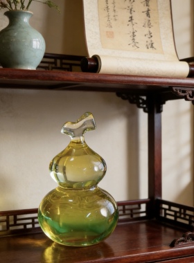 天黄水晶葫芦摆件天然黄水晶雕件家居风水卧室客厅办公室桌面摆饰