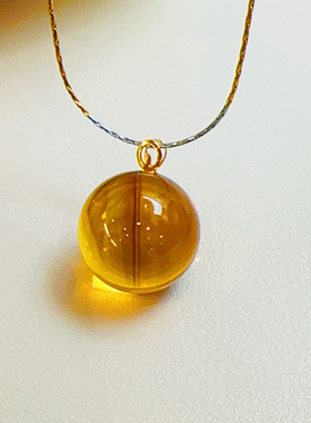 收藏级橘黄天然巴西黄水晶切面吊坠女男金红料水滴形黄晶礼物项链