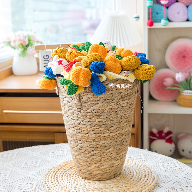 雪球diy手工编织丁达尔铃铃映桂毯材料包毛线钩针沙发花束盖毯子,淘宝优惠券,粉丝福利购,淘宝优惠卷