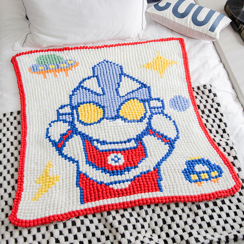 雪球粒diy手工编织凹凸曼盖毯材料包卡通儿童保暖毛线球球毯子织,淘宝优惠券,粉丝福利购,淘宝优惠卷