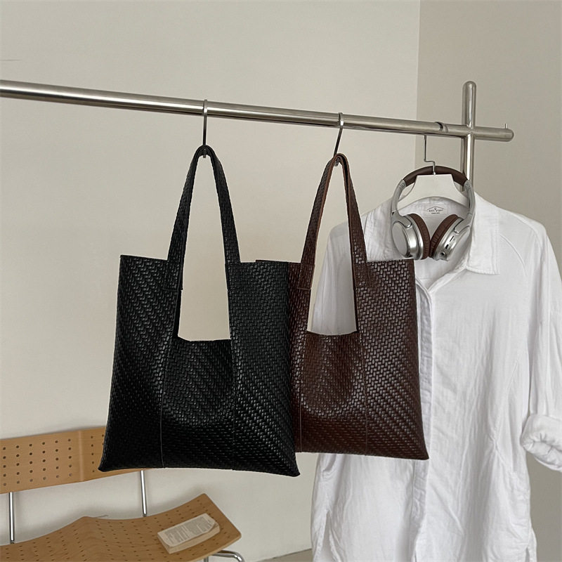 Mother-in-Child Bag Large Capacity Underarm Bag Vegetable Basket Casual Weaving Fashion Shoulder Bag Niche Ins Tote Bag