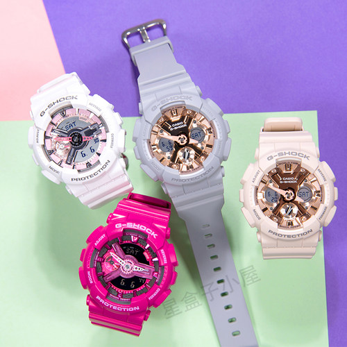 卡西欧地球仪礼盒款透明手表女GMA-S110SR-7/120/D-6900男G-SHOCK - 图1