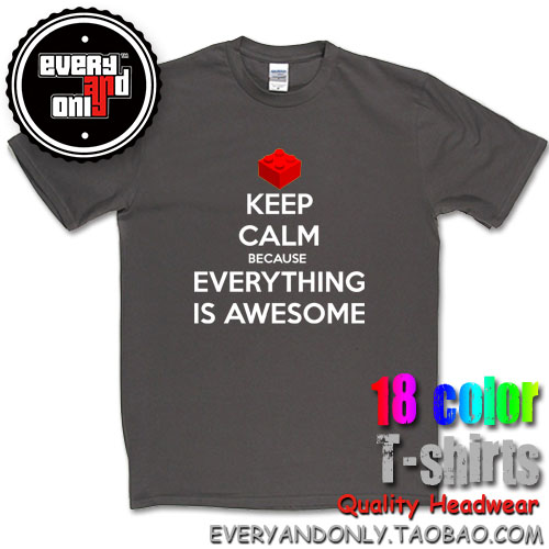 Lego乐高Keep Calm Because Everything Is Awesome日系流行棉T恤-图1