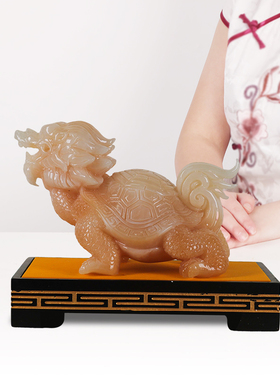 玉石龙龟摆件龙头龟招财乔迁礼物
