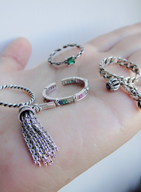 开口925纯银轻奢小众设计戒指环