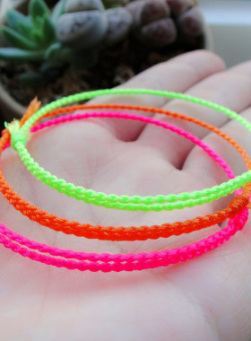 男女夏日荧光色张碧晨同款手链绳