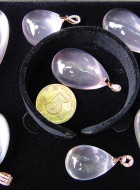 原创设计水滴粉水晶芙蓉石吊坠