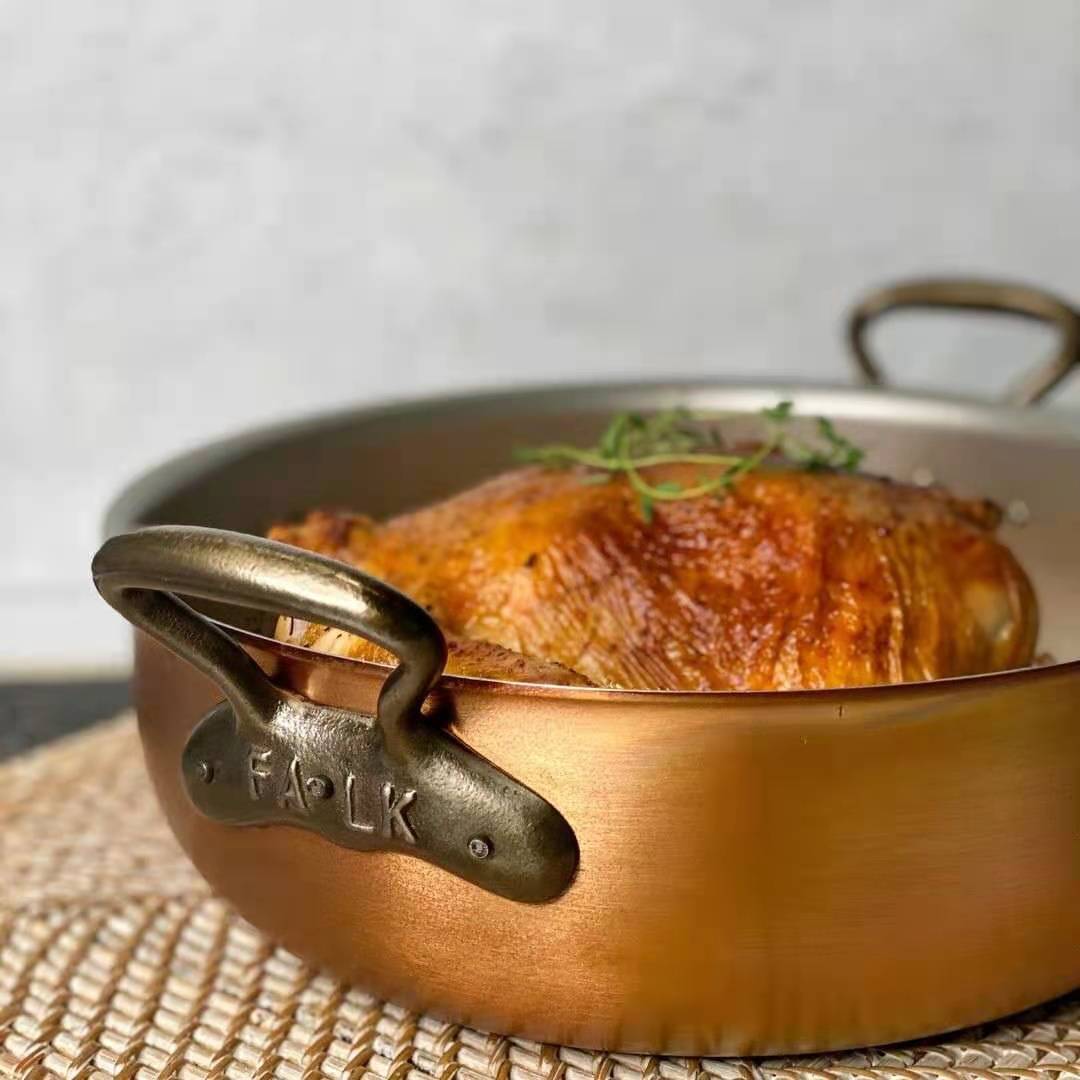 火锅比利时falk隼双耳纯铜汤锅stew pan煮锅炖锅大厨专业炒锅大号 - 图0