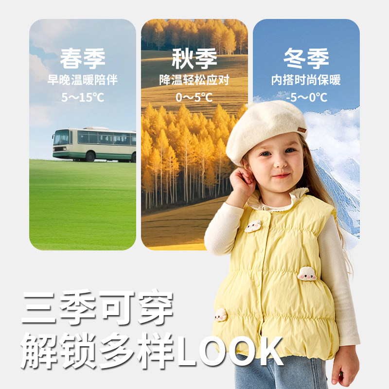【门店同款】初衣萌90白鸭绒杜邦三防羽绒服马甲男童女童宝宝背心,淘宝优惠券,粉丝福利购,淘宝优惠卷