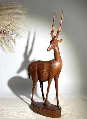 非洲木雕羚羊家居摆件