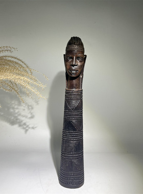 非洲木雕人物摆件乌木雕马赛人