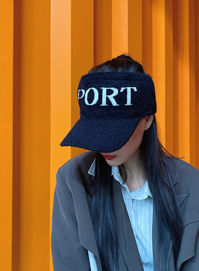 仿水貂绒空顶帽女无顶跑步sport