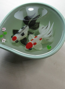 手绘立体锦鲤礼物树脂画金鱼