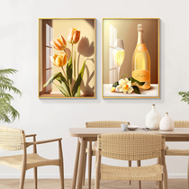 Restaurant Decoration Painting Wine Glass Tulip Hanging Paintings Nordic Dining Hall Frescoes Free Of Punch Crystal Porcelain Painting Modern Simplicity Cozy