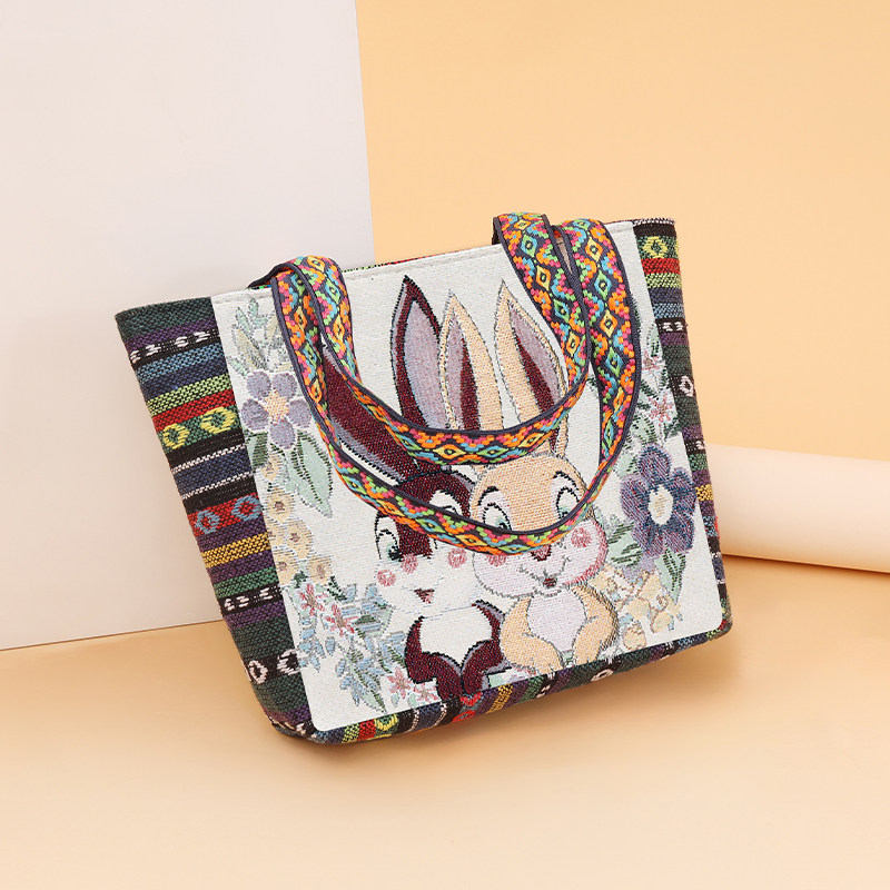 手提袋女包外出帆布包双面休闲卡通绣花大容量手提包民族风小方包,淘宝优惠券,粉丝福利购,淘宝优惠卷
