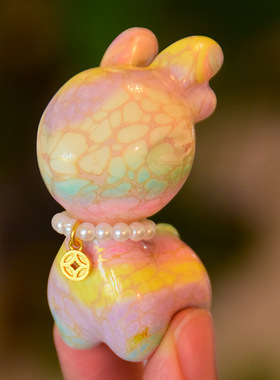 大漆小鹿景区寺庙檀木可爱招财鹿一路（鹿）有你文玩玄关摆件