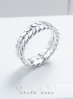 999纯银闭口单身戒指女