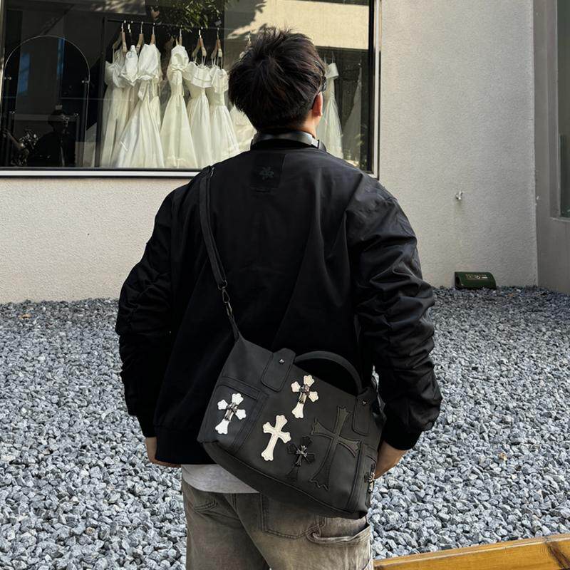 YUEN设计款暗黑系原宿通勤单肩斜挎包大容量复古挎包时髦街头男女