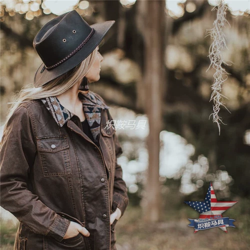 Американский ветеран Outback Водонепроницаемая масляная восковая ткань Мужчины и женщины западных джинсовых шляп, дождь ретро -крупный рогатый скот Harley Harley
