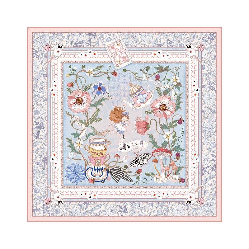 ZOELAND《爱丽丝下午茶》原创真丝大方巾披肩围巾复古粉红色丝巾,淘宝优惠券,粉丝福利购,淘宝优惠卷