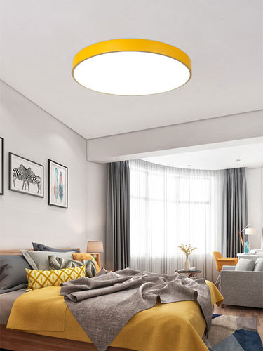超薄led吸顶灯卧室灯简约现代创意圆形马卡龙儿童房过道阳台灯具 - 图1