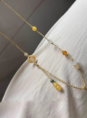 古韵项链绳高级感轻奢复古吊坠绳Y简约独特小玉葫芦挂绳小众设计