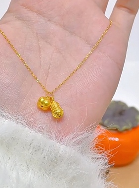 金店同款999足金包银好事发生黄金吊坠女新款足金项链礼物S送女友