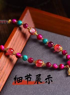 精品紫虎眼水晶挂链爆花晶项链