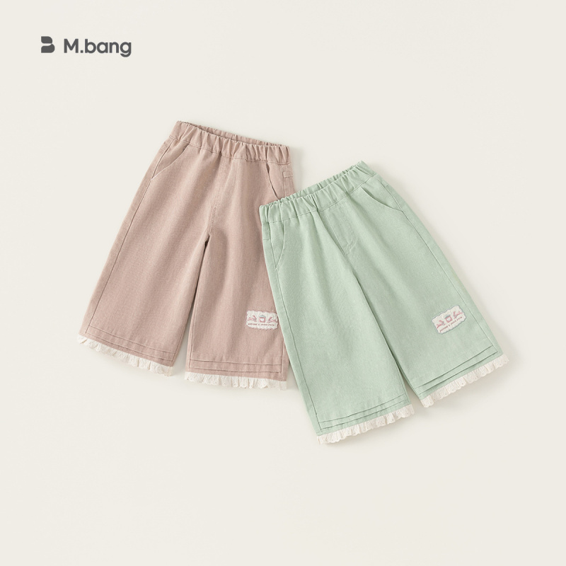 2025童装儿童纯色阔腿裤春款ins风女宝宝长裤女童花边韩版牛仔裤 - 图0