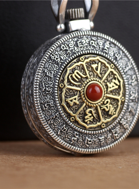 双面转动纯银可打开嘎乌盒项链坠