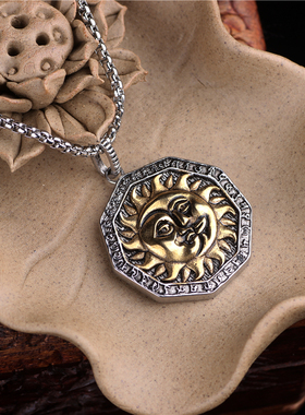 太阳神复古个性钛钢项链吊坠