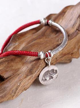 复古细款小象吊坠民族风女士手链