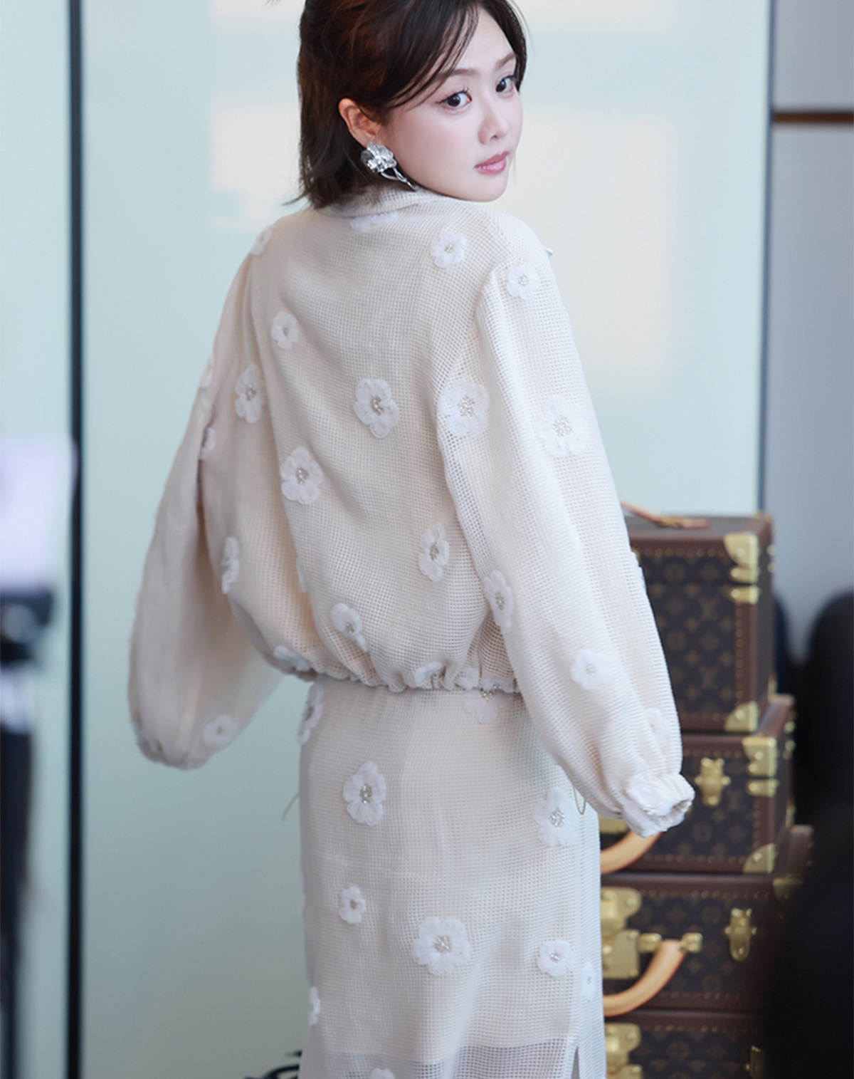 LIN CHAO ZHANG 山茶花棒球服套装女新款时髦洋气宽松休闲套装潮 - 图1