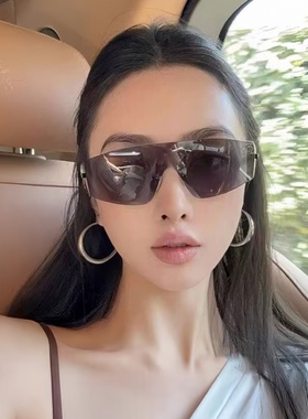 2025新款无框一体式墨镜橙色骑行防紫外线防晒登山高级感大框墨镜